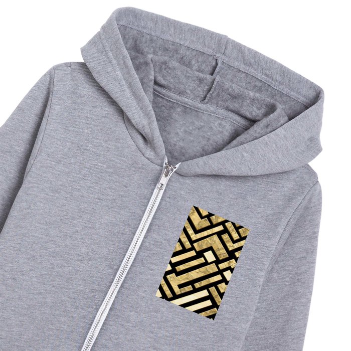 Elegant Geometric Golden Marble Kids Zip Hoodie