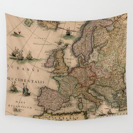 Antique Map Design Wall Tapestry