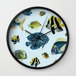 Tropical Fish Pattern - Coastal Beach Wall Clock