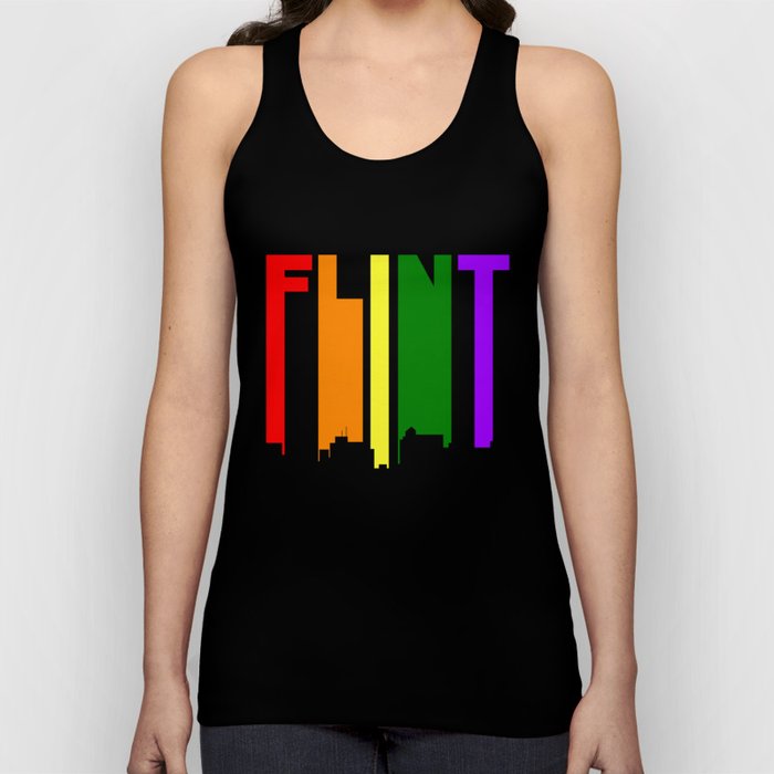 Flint Michigan Gay Pride Rainbow Skyline Tank Top
