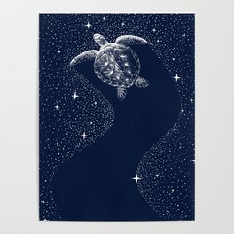 Starry Turtle Poster