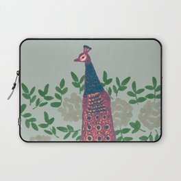 Peacock and Flower - Pink and Sage Laptop Sleeve