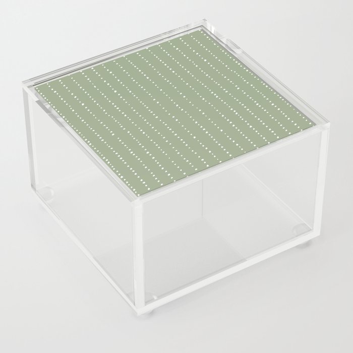 Dotted Lines White On Sage Green Acrylic Box