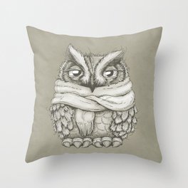 Freezing Owl Throw Pillow