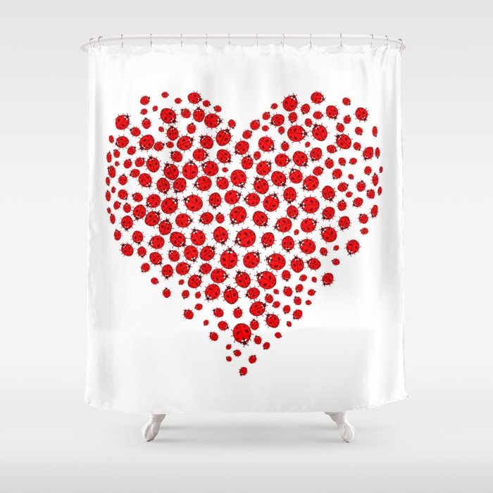 Ladybug Heart Shower Curtain By, Ladybug Shower Curtain