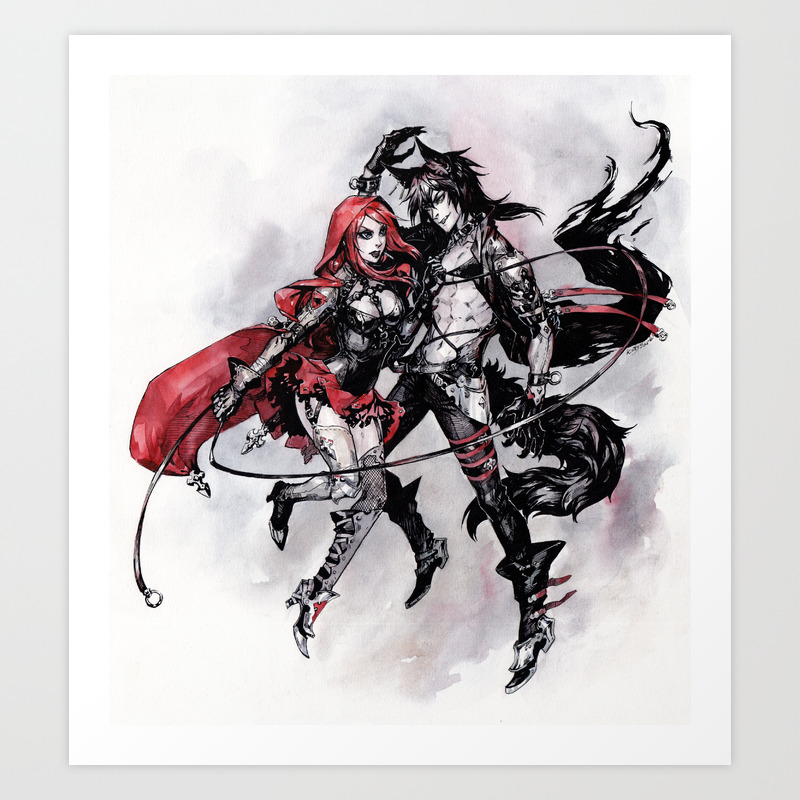 Red Riding Hood And Wolf Art Print By Kutty Sark Society6