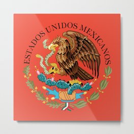 Mexican Crest on Adobe red Metal Print | Osprey, Mexican, Nochtli, Graphicdesign, Flag, Crest, Mexicanos, Seal, Mexico, Coatofarms 