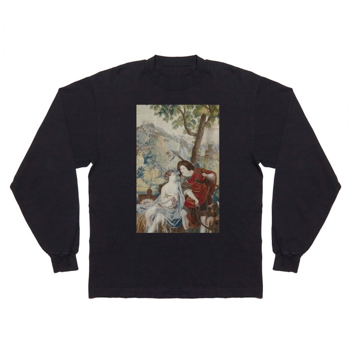 Antique 18th Century French Aubusson Romantic Tapestry Long Sleeve T Shirt