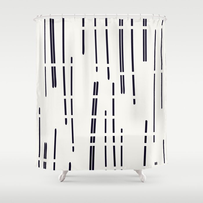 Abstract broken lines - black on off white Shower Curtain