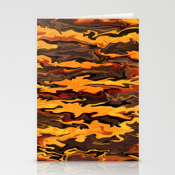 Bright liquid tiger pattern, orange and brown animal print Stationery Cards