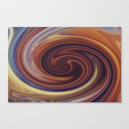 Brown, Orange, Blue Abstract Hurricane Shape Design Canvas Print