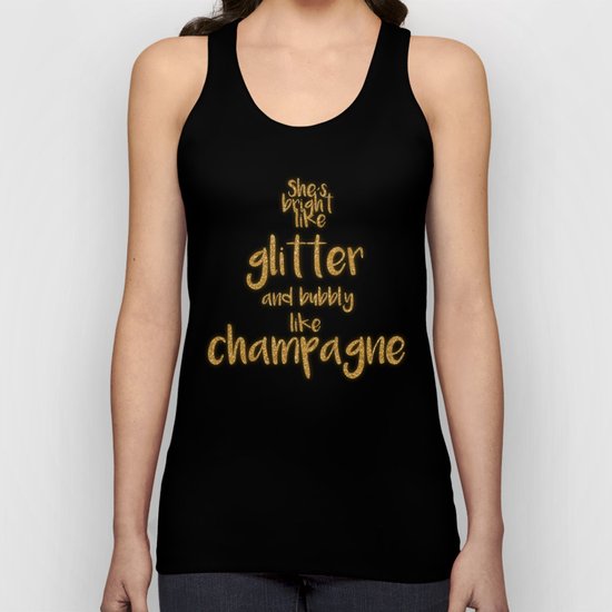 She is bright- Gold glitter Typography - Unisex Tank Top