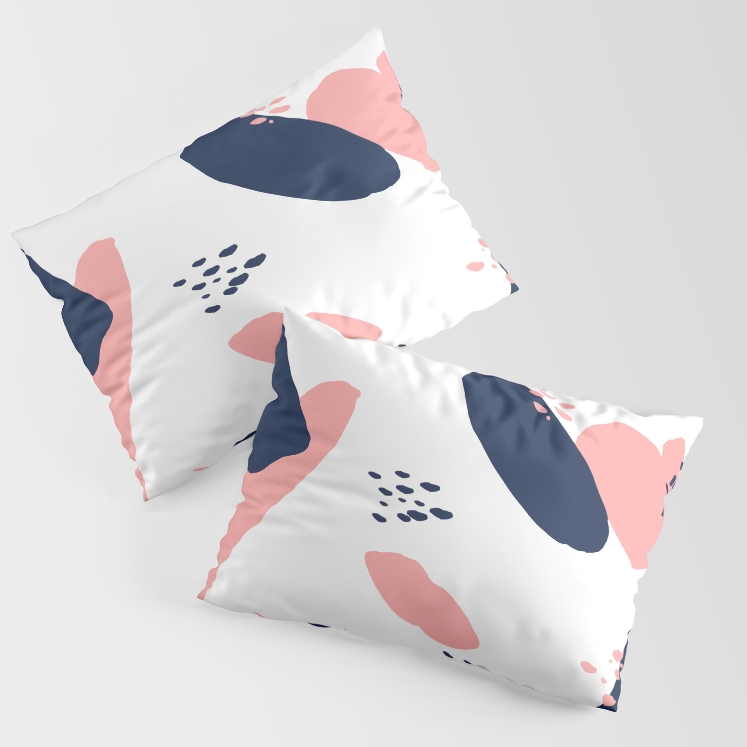 Society6 Modern Abstract Navy Blue Pastel Pink Geometric Paint Strokes with Hand Painted Dots by Girly Trend 