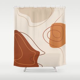 42118-10-2, Burnt Orange, Brown & Beige, Abstract Geometric Shape Line Art, Trendy home decor, Shower Curtain