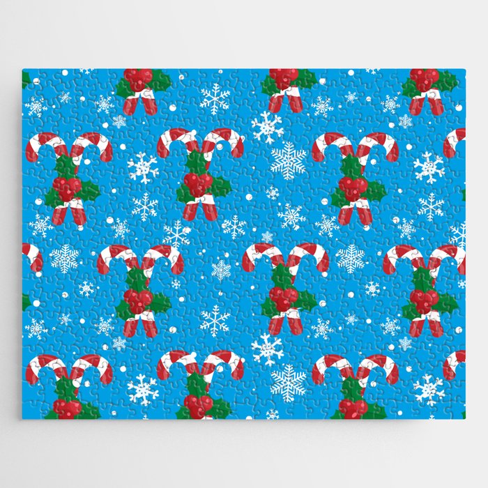 Christmas Vector Seamless Pattern with Candy Canes and Snowflakes 03 Jigsaw Puzzle
