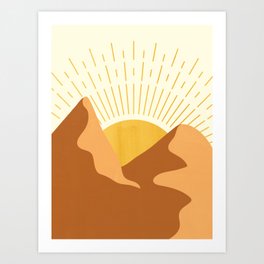 sun and desert Orange boho Art sun Art Print