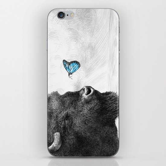 Bison and Butterfly (square format) iPhone & iPod Skin