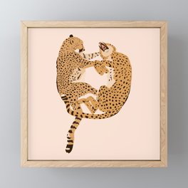 Cheetah Cuddles Framed Mini Art Print