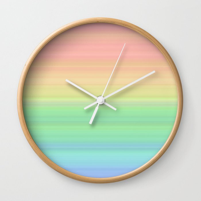 Abstract Pastel Rainbow II Colored gradient stripes Wall Clock