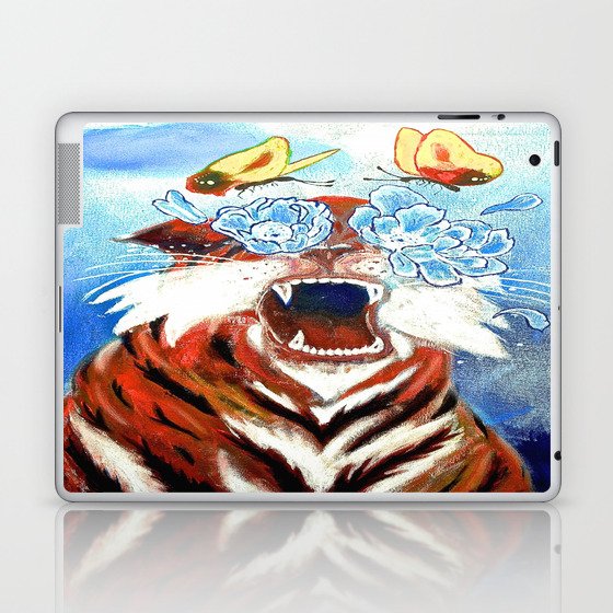 Original Tiger Painting on Canvas Laptop & iPad Skin