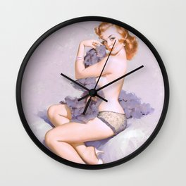 Pin Up Girl Roxanne by Gil Elvgren strawberry blonde Wall Clock