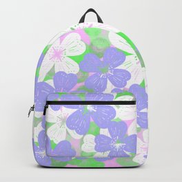 70’s Desert Flowers Periwinkle on Pink Backpack