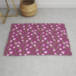 seamless pattern with tulip flowers in light pink color Area & Throw Rug