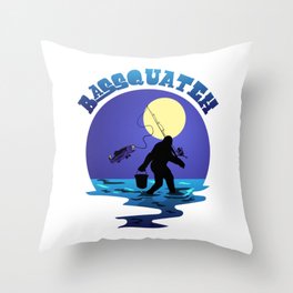 Fishing Bigfoot Pun Bassquatch Sasquatch Lover Angler Throw Pillow