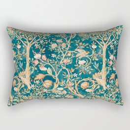 William Morris Vintage Melsetter Teal Blue Green Floral Art Rectangular Pillow