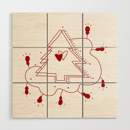 Christmas tree with two hearts Wood Wall Art