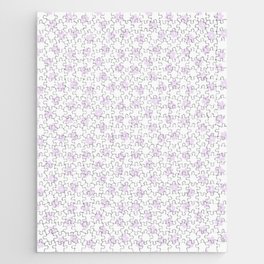 Aesthetic Lilac Lavender Cute Groovy Flowers White Color Background Jigsaw Puzzle