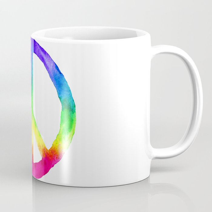 Rainbow Watercolor Peace Sign Coffee Mug By Laurabethlove Society6 Rainbow Watercolor Peace Sign Coffee Mug