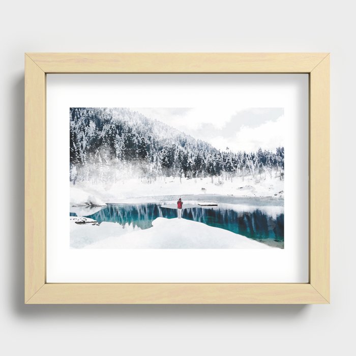 snow, mountain and alone Recessed Framed Print