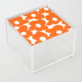 Orange Retro Flowers White Background #decor #society6 #buyart Acrylic Box