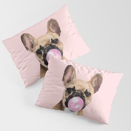 French Bull Dog with Bubblegum in Pink Pillow Sham