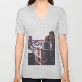 Brooklyn Bridge New York City | Film Style Photography in NYC V Neck T Shirt