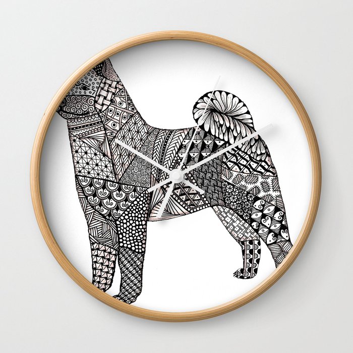 Tangled Akita Dog Wall Clock