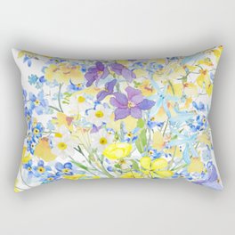purple blue and yellow flowers bouquet watercolor   Rectangular Pillow