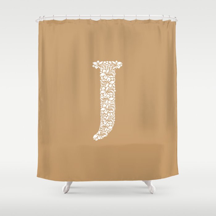 Floral Letter J Shower Curtain