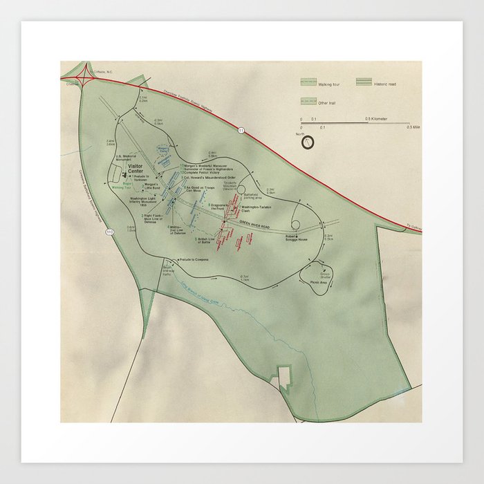 Cowpens National Battlefield Map (1990) Vintage South Carolina