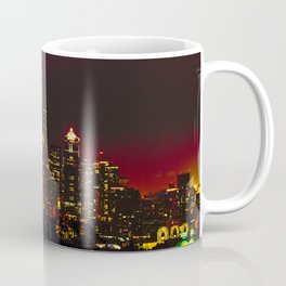 Seattle Skyline Panorama at Night Coffee Mug