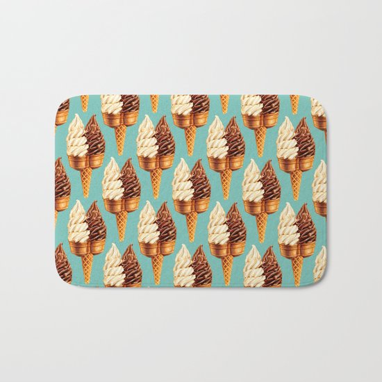Ice Cream Pattern - Teal Bath Mat