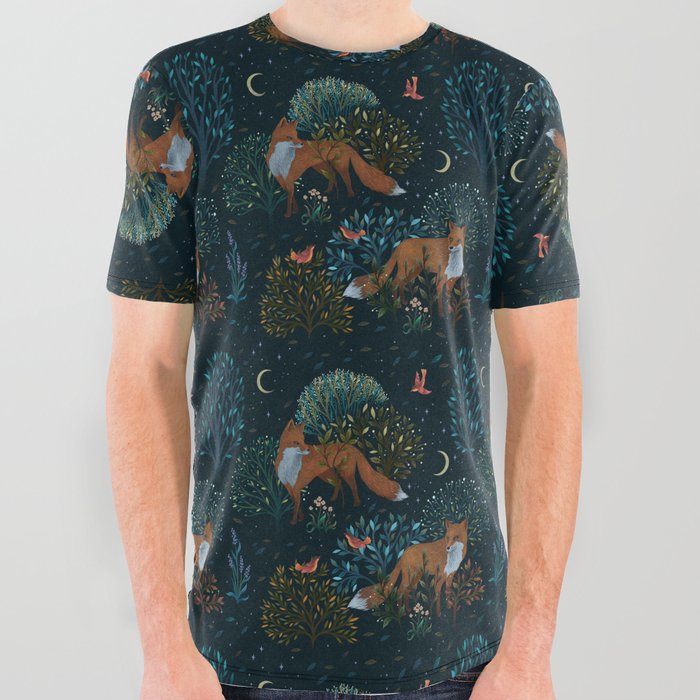 Forest Foxes All Over Graphic Tee