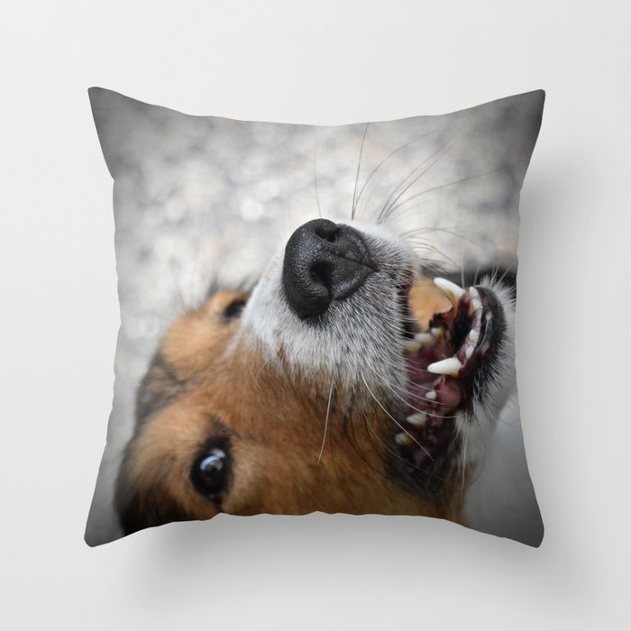 Happy dog Throw Pillow