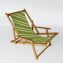 [ Thumbnail: Green, Mint Cream, and Salmon Colored Lines Pattern Sling Chair ]