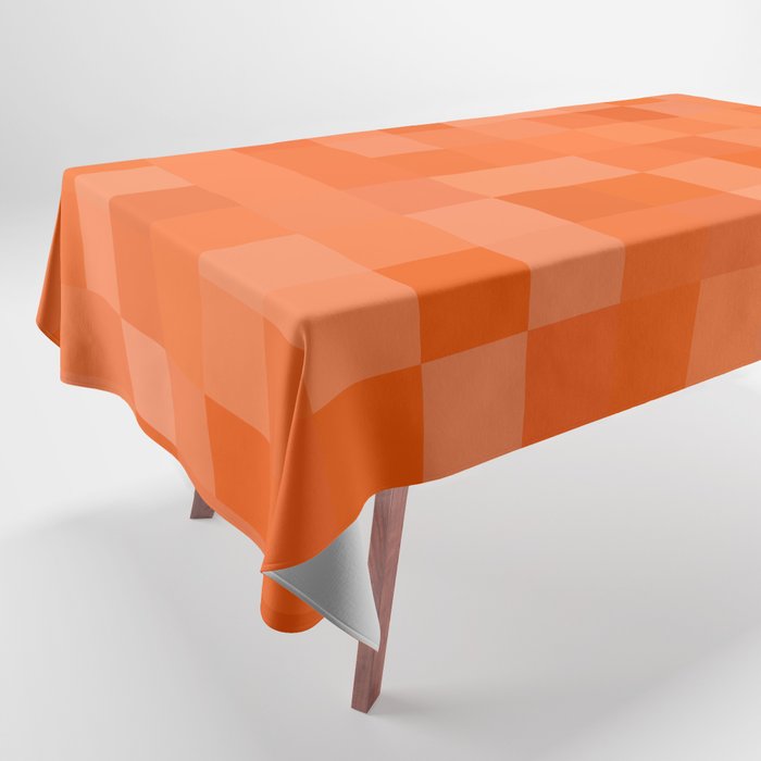Shades of Orange Pixel Blocks Pattern Design  Tablecloth