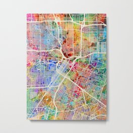 Houston Texas City Street Map Metal Print | Michaeltompsett, Watercolourmap, Houstonmap, Houstoncitymap, Watercolour, Streetmap, Houstontexas, Texas, Mappainting, Houstonposter 