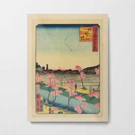Utagawa Yoshitaki - 100 Views of Naniwa: Kitamyoken Embankment (1880s) Metal Print | Osaka, Japan, Naniwa, Landscape, Yoshitaki, Fineart, Painting, Ukiyo E, Print, View 