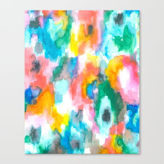 Paradise Watercolor Ikat Canvas Print