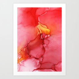 Red abstract alcohol ink Art Print